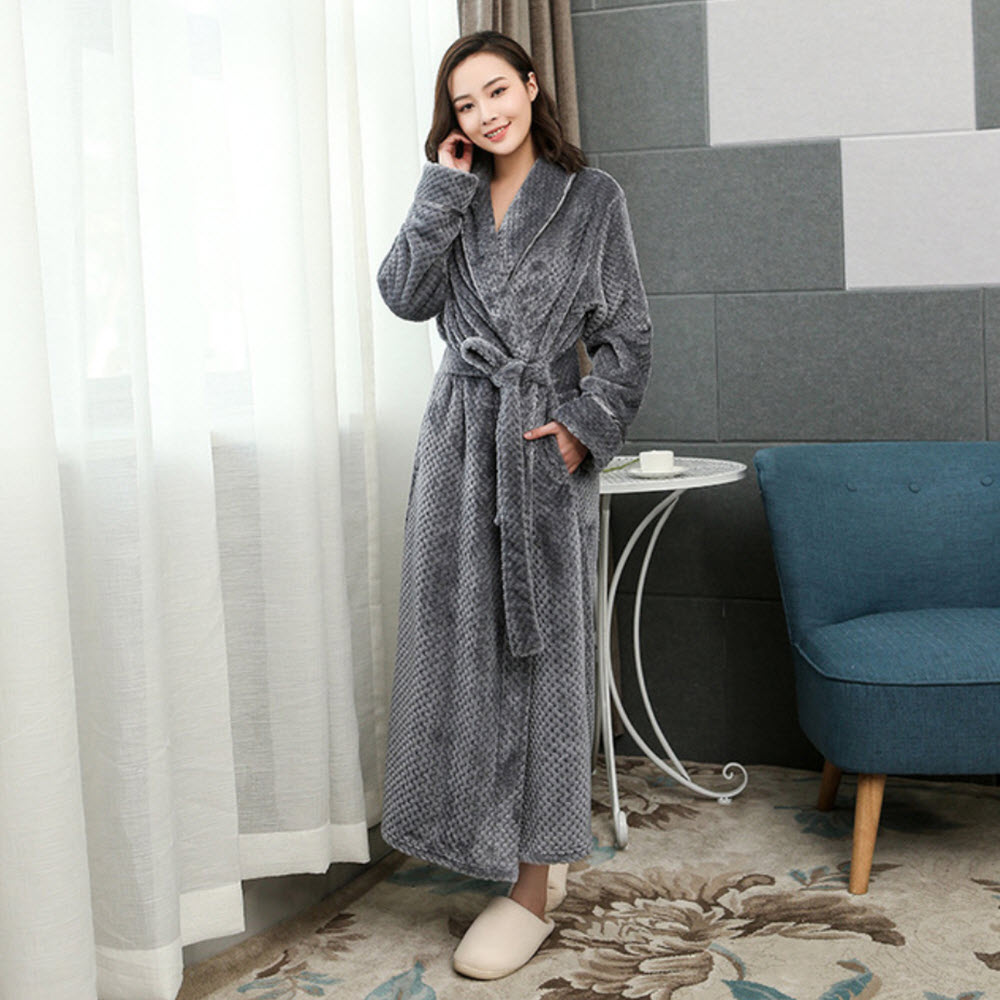 극세사 수면가운 샤워가운 커플 가운 잠옷 - 상세 이미지 2