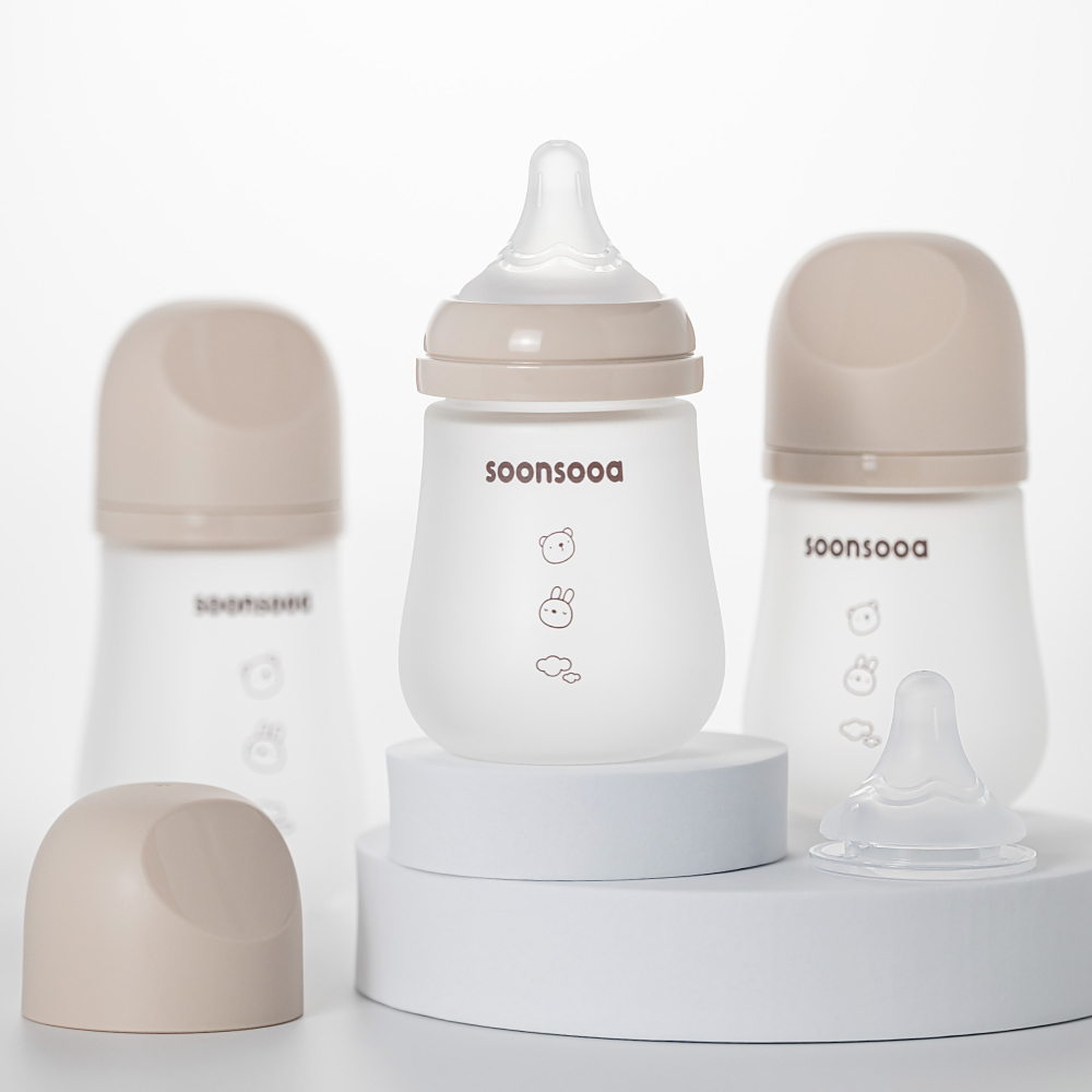 순수아 실리콘 코팅 유리젖병 젖꼭지-160 / 240ml - 상세 이미지 4