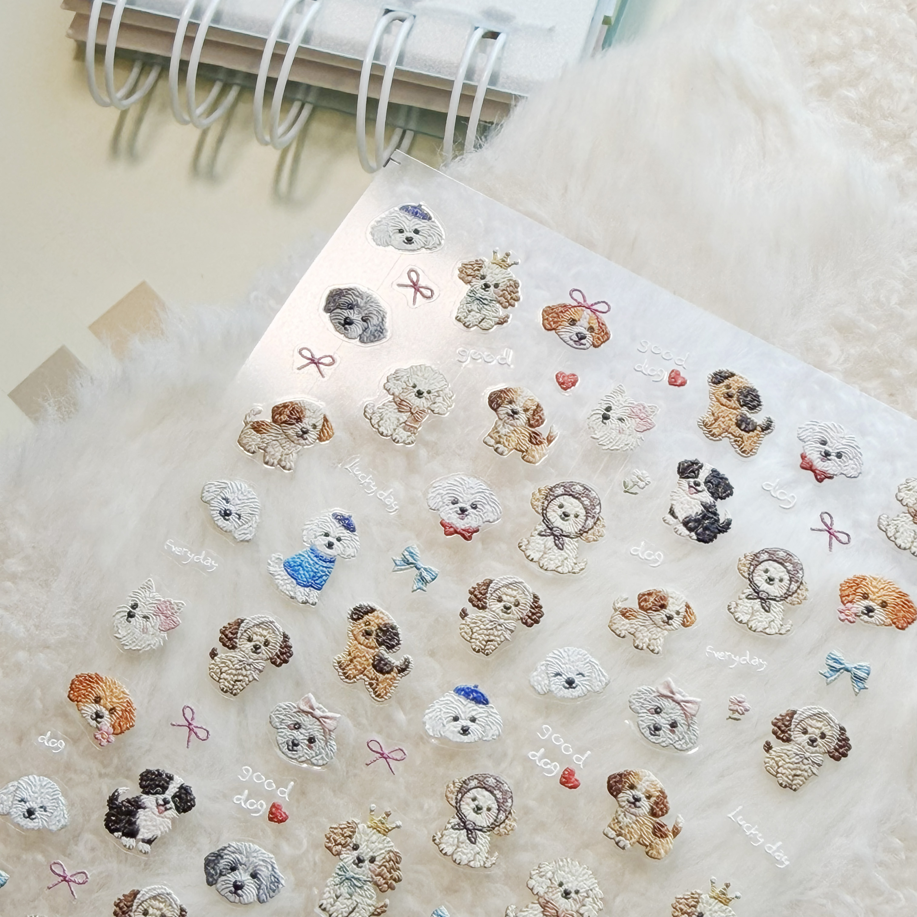 빈티지 퍼피 강아지 자수 다꾸 스티커 다이어리꾸미기 (to5178) (H-12b) - 상세 이미지 4