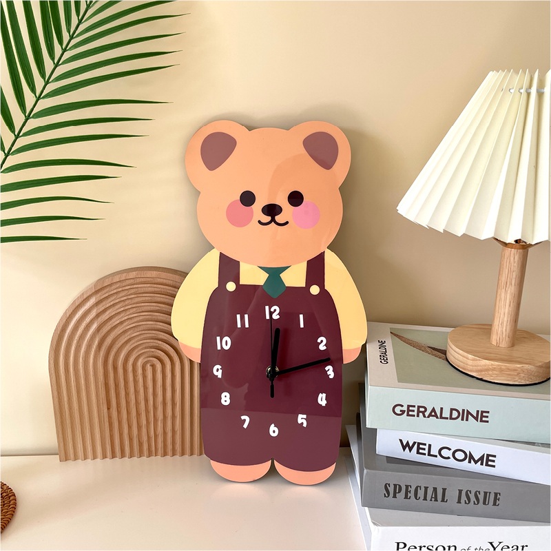 곰돌이 벽시계 귀여운 아날로그 아크릴 캐릭터 디자인 개성있는 아이방 다른 미니16x30cm - 상세 이미지 2
