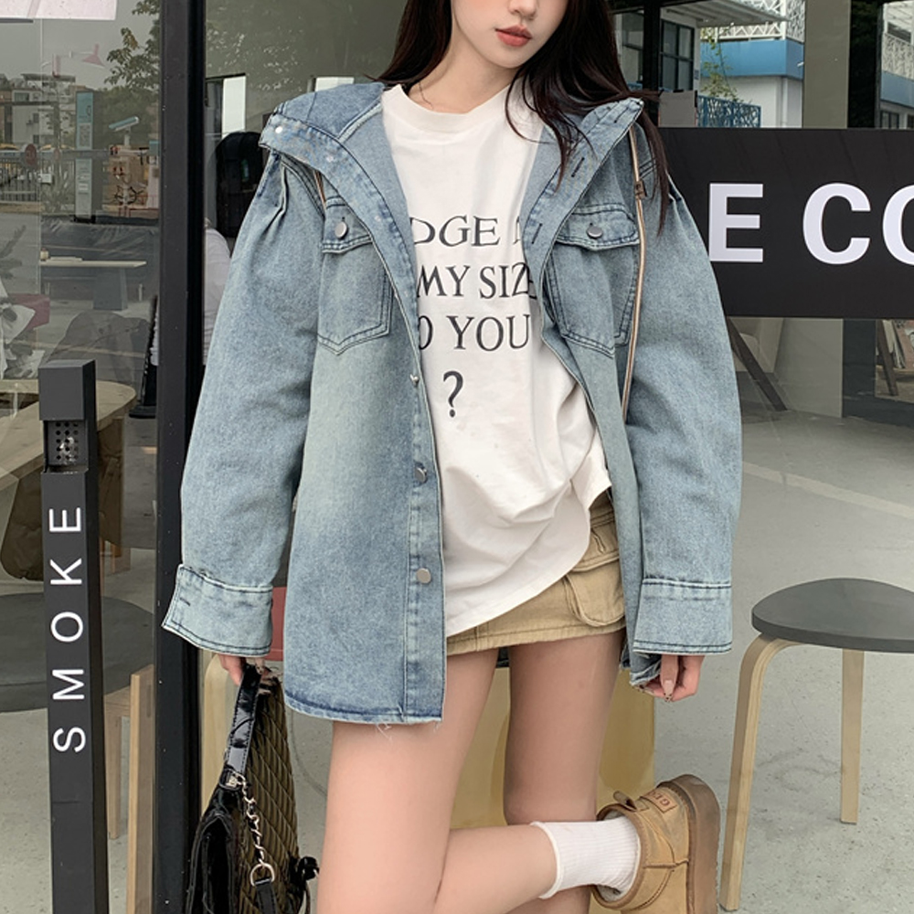 G126974_루즈핏 후드 청자켓 데님셔츠 야상 - 상세 이미지 3