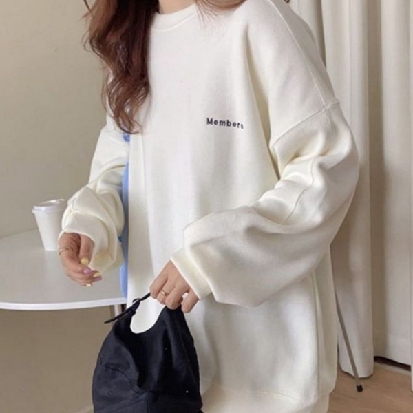 루즈핏 여성 맨투맨 티셔츠 라운드 여성 긴 팔 티셔츠 박시 - 상품 이미지