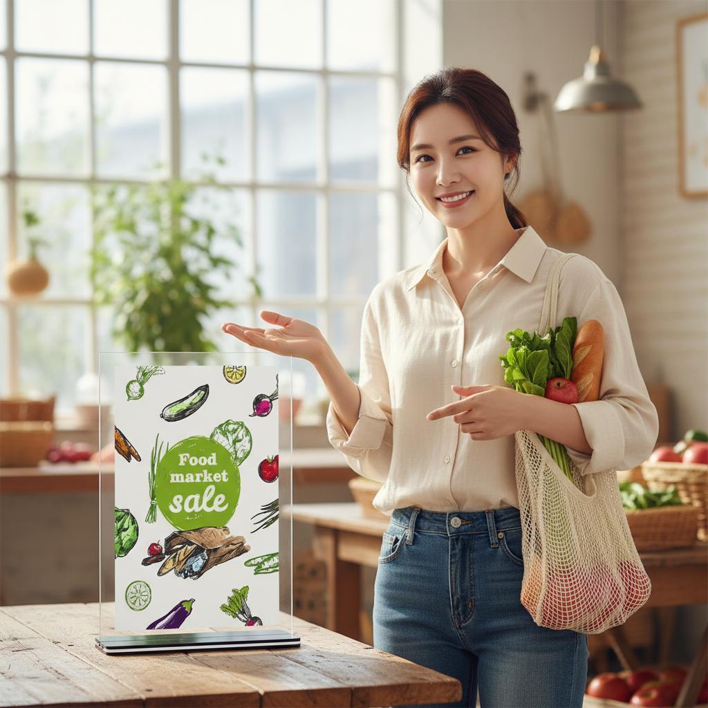 T자 아크릴 메뉴판 POP 투명 식당 카페 가격표 스탠드