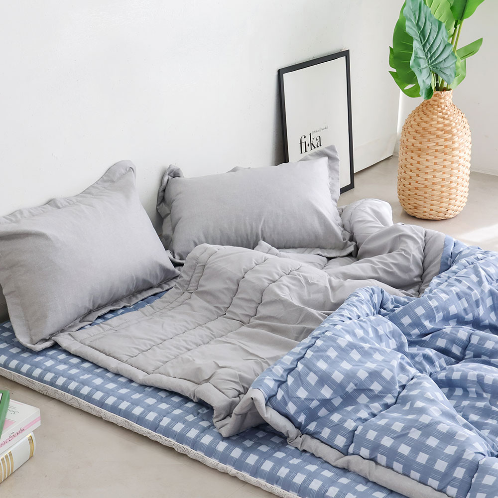 아르떼베딩 체크 요매트 (요커버+솜매트) 바닥에까는 미끄럼방지 누빔 5cm