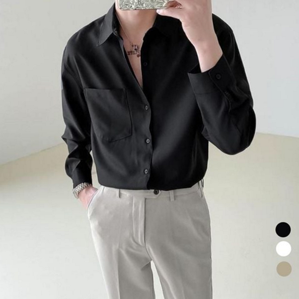 넉넉한 남성 심플 셔츠 루즈핏 남성 오버핏 셔츠 데 여름 - 상품 이미지