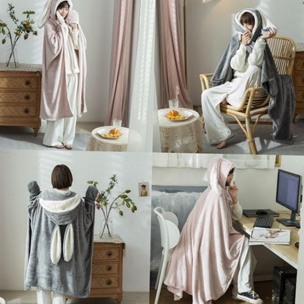 토끼 캐릭터 망토 담요 수면 귀여운 망토 담요 극세사 무릎 - 상품 이미지