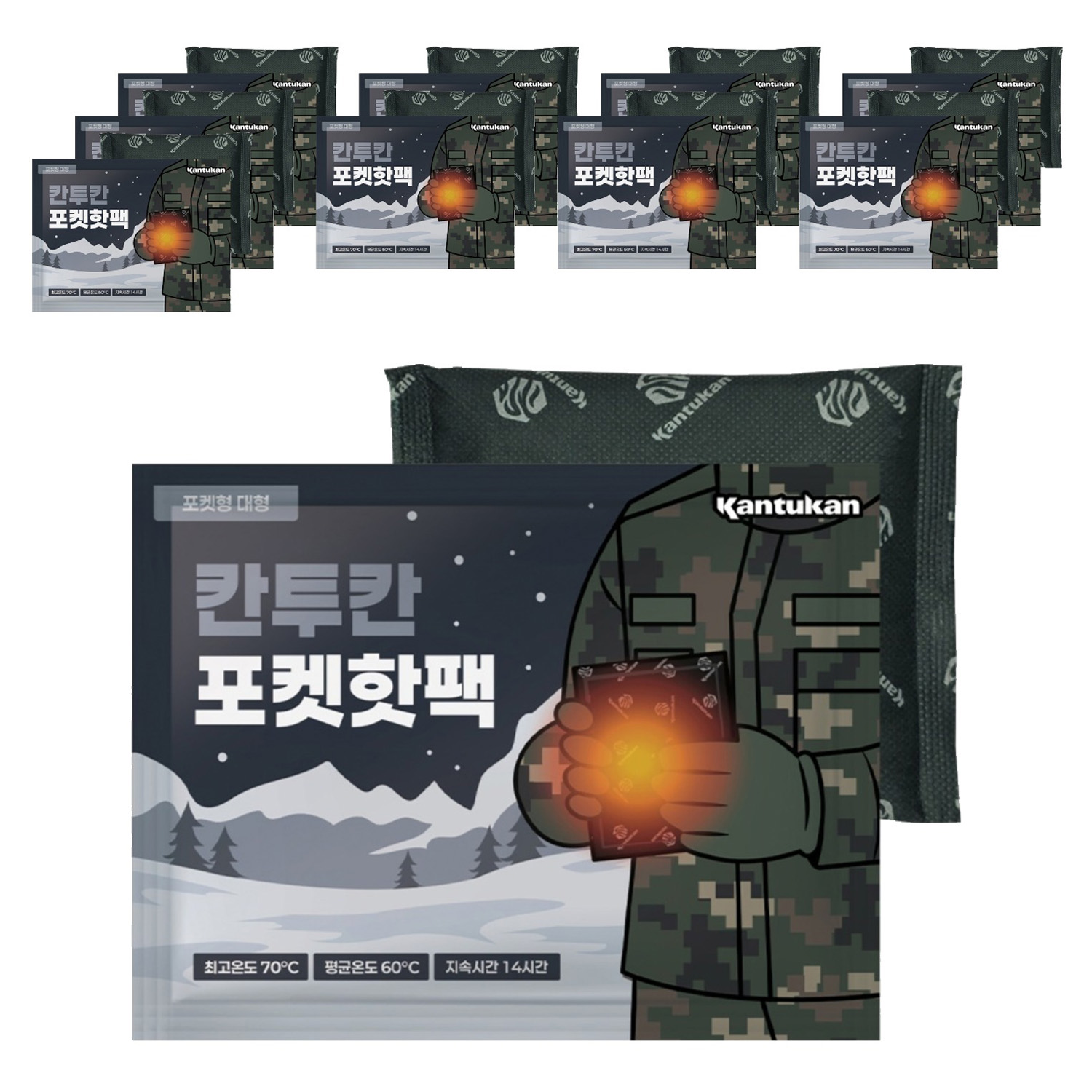 칸투칸 포켓형 핫팩 대용량 대형 중형 미니 군인 흔드는 손난로 주머니 165g, 10개 - 상품 이미지