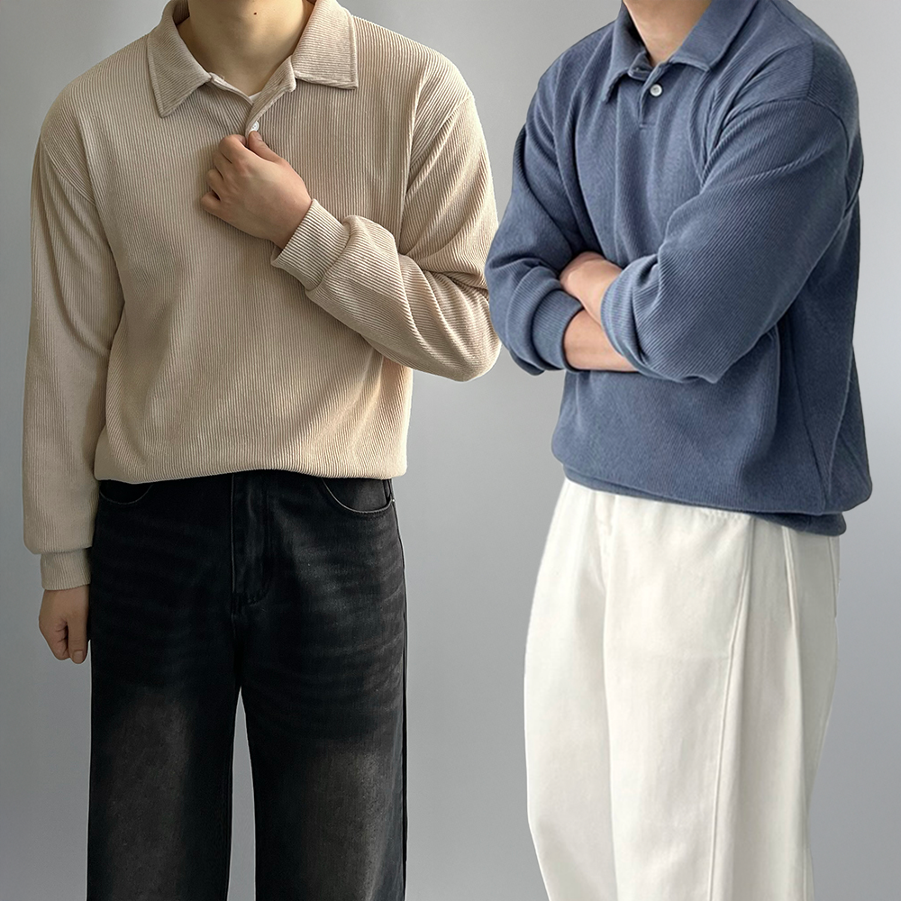 1+1 남자카라니트 남자오버핏니트 - 상품 이미지
