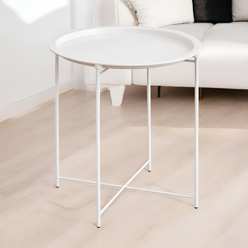 리빙밸류 철제 원형 사이드테이블 소파 침대 책상 간이 티 보조 탁자