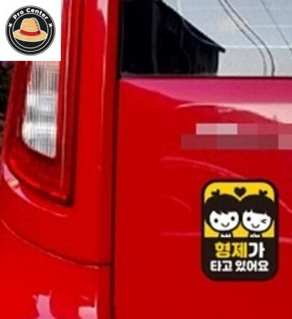 나프로센터 형제가 타고있어요 반사 자석자동차스티커 11x14.5cm 자석스티커 초보운전