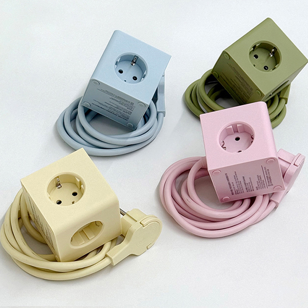 큐브 멀티탭 USB C타입 충전기 4000w 사각 컬러 디자인 3구 콘센트 - 상세 이미지 2