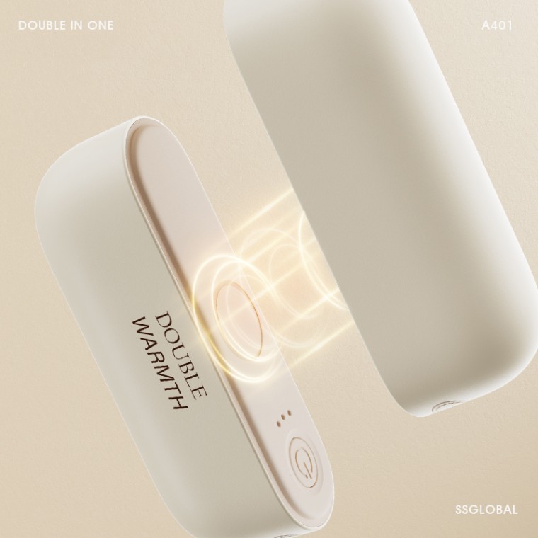 보조배터리 DOUBLE IN ONE 핸드워머 손난로 분리식 대용량 10000mA USB 충전식 A401 KC인증 대량구매 핫팩 - 상품 이미지