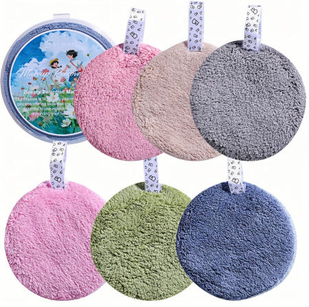 [해외]BS-MALL 6개 재사용 가능한 메이크업 리무버 패드 원형 박스 - 섀도 및 페이셜 클렌징을 위한 부드러운 미셀라 워터 물티슈 모든 피부 타입에 순한 완벽한 여성 선물