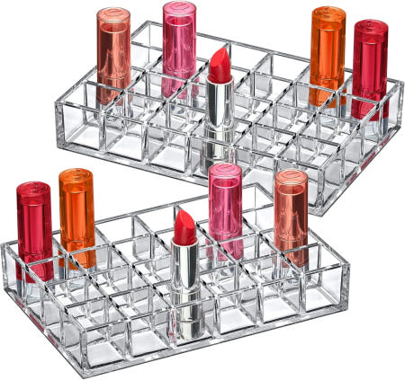 [해외]놀라운 애비 - 얼루어 2팩 24슬롯 아크릴 립스틱 정리함 홀더 립글로스 화장품 보관 디스플레이 서랍 및 솔루션(슬롯 크기: 1.0 x ) Clear 12-Slot (2-P