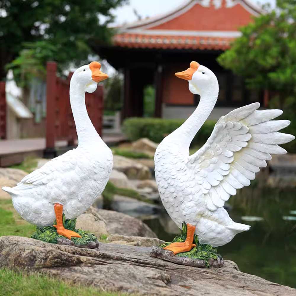정원 거위 조형물 야외 장식 포인트 데코 오브제 A형 2마리 세트 - 상세 이미지 4
