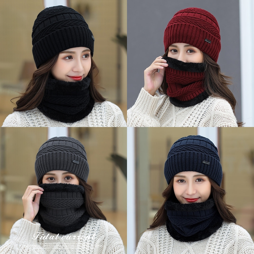 따스레 목따뜻 기모 넥워머 융털 비니 겨울털모자 - 상품 이미지