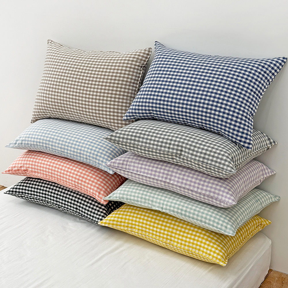 깅엄 체크 워싱 광목 순면 먼지없는 사계절 국산 베개커버 5070