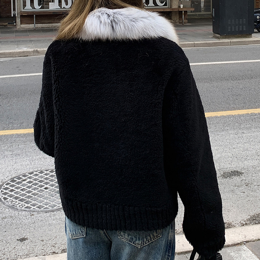 여성 양모100 리얼 폭스퍼카라 퍼자켓 연말룩 겨울 아우터 이미지 6