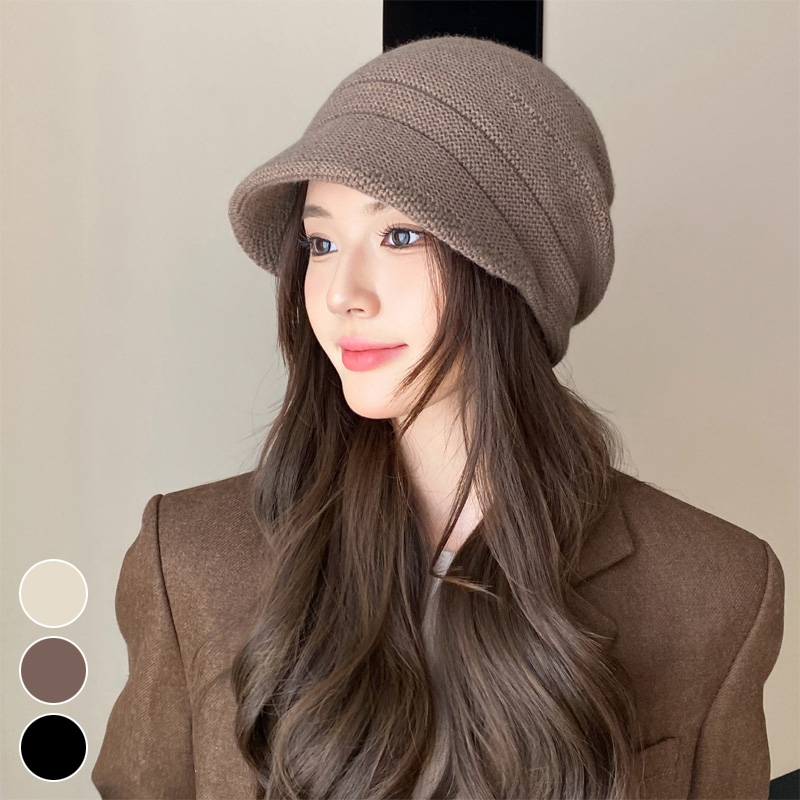 캡비니 심플한 니트 봄 겨울 베이직 여성모자 예쁜캡 - 메인 이미지