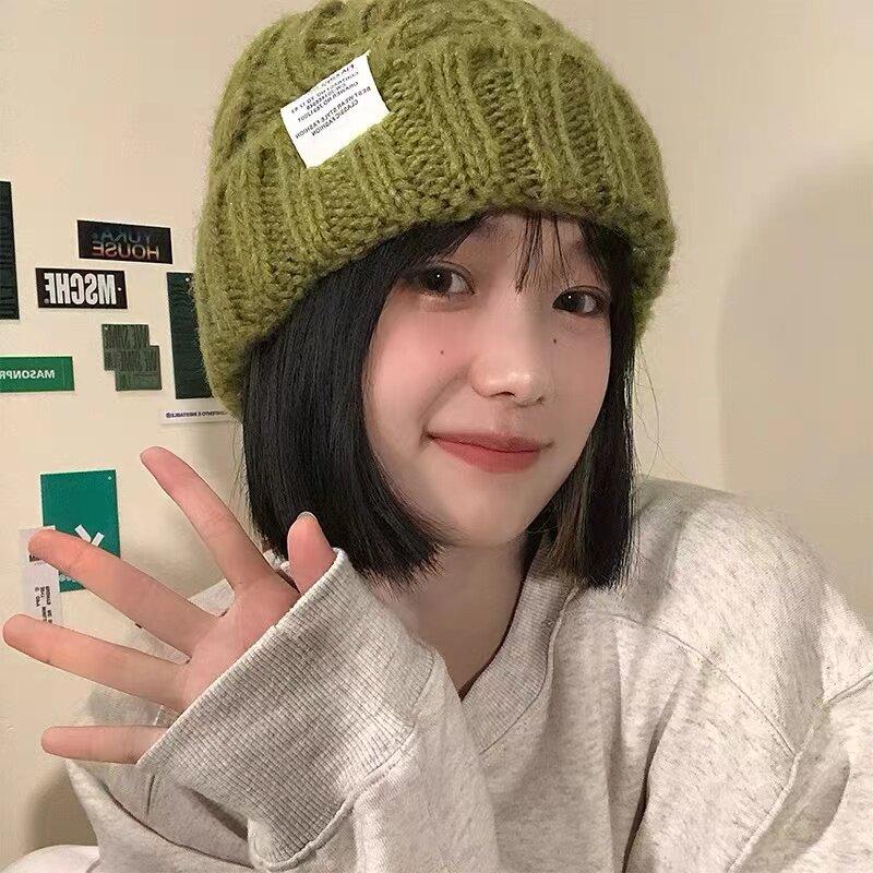 가발달린비니 단발머리 가발 털모자 항암가발 일체형 니트 스탠다드 아보카도+브라운블랙 숏 - 상품 이미지