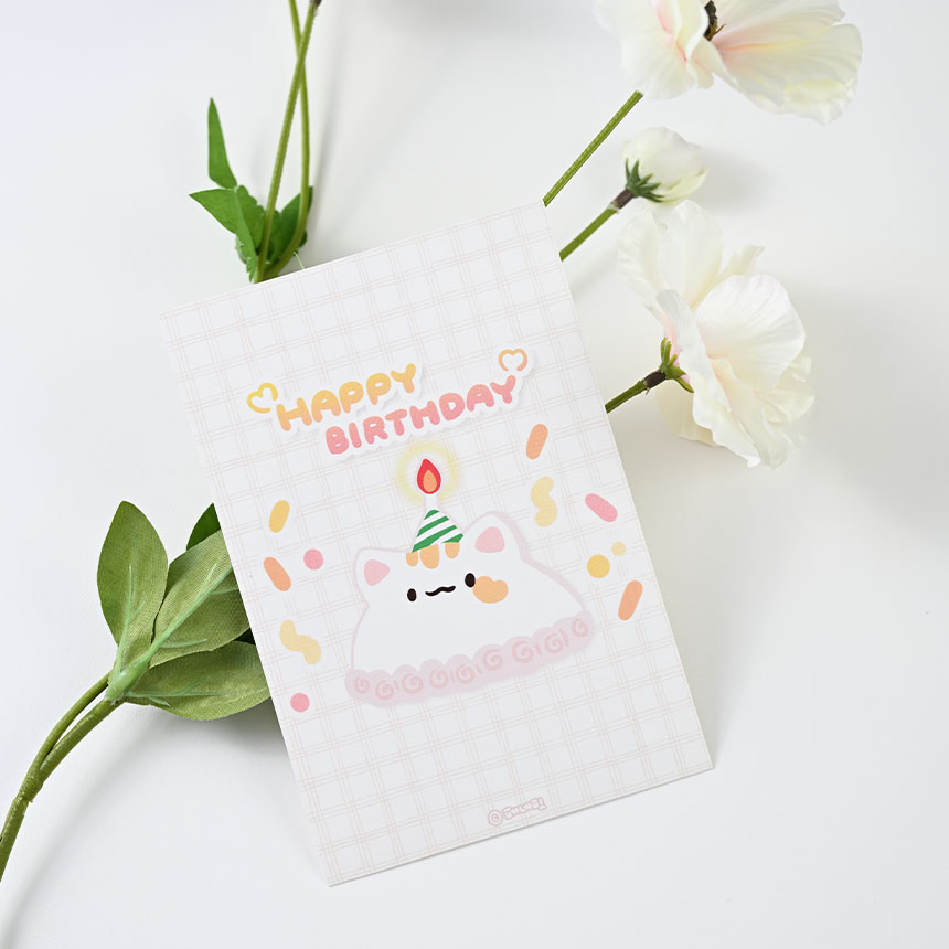 페네핏 엽서 카드 편지 축하 생일 디자인카드 10매, 생일축하해 베이지, 240g - 상품 이미지