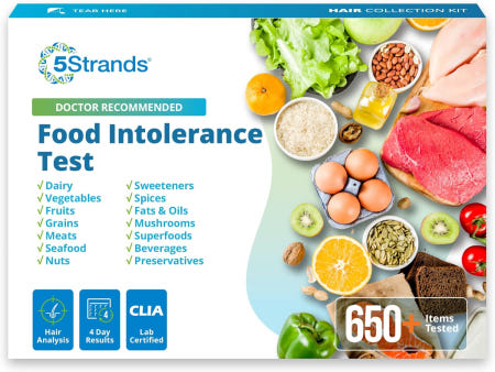 5Strands [해외]5가지 식품 불내증 테스트 정확한 모발 분석 658개 항목 성인 및 용 가정용 민감도 키트 장 4일 이내 결과 발표 658 Food Items