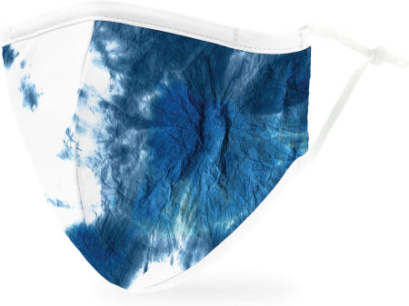 [해외]WEDINGSTAR 3겹 세탁 가능 천 마스크 재사용 및 필터 포켓 조절 - 블루 타이 다이 Adult Mask Blue Tie-dye