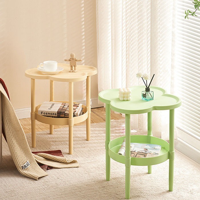 거실 미니탁자 클로버 2단 조립선반 3color