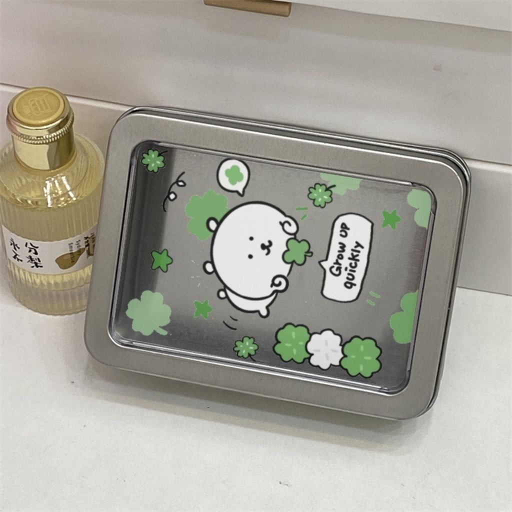 행운 곰돌이 곰 곰탱이 네잎클로버 틴케이스 사진 반지 귀걸이 악세사리 쥬얼리 수납함 보관함 박스 통 케이스 미니 사각 알류미늄 철제 틴케이스 - 상세 이미지 3