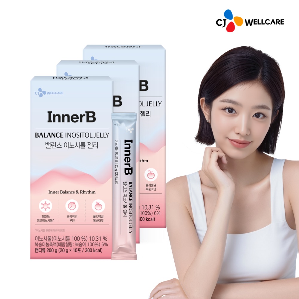 CJ 이너비 밸런스 이노시톨 복숭아맛 젤리 미오이노시톨 콜린 10포, 3개 제품 이미지