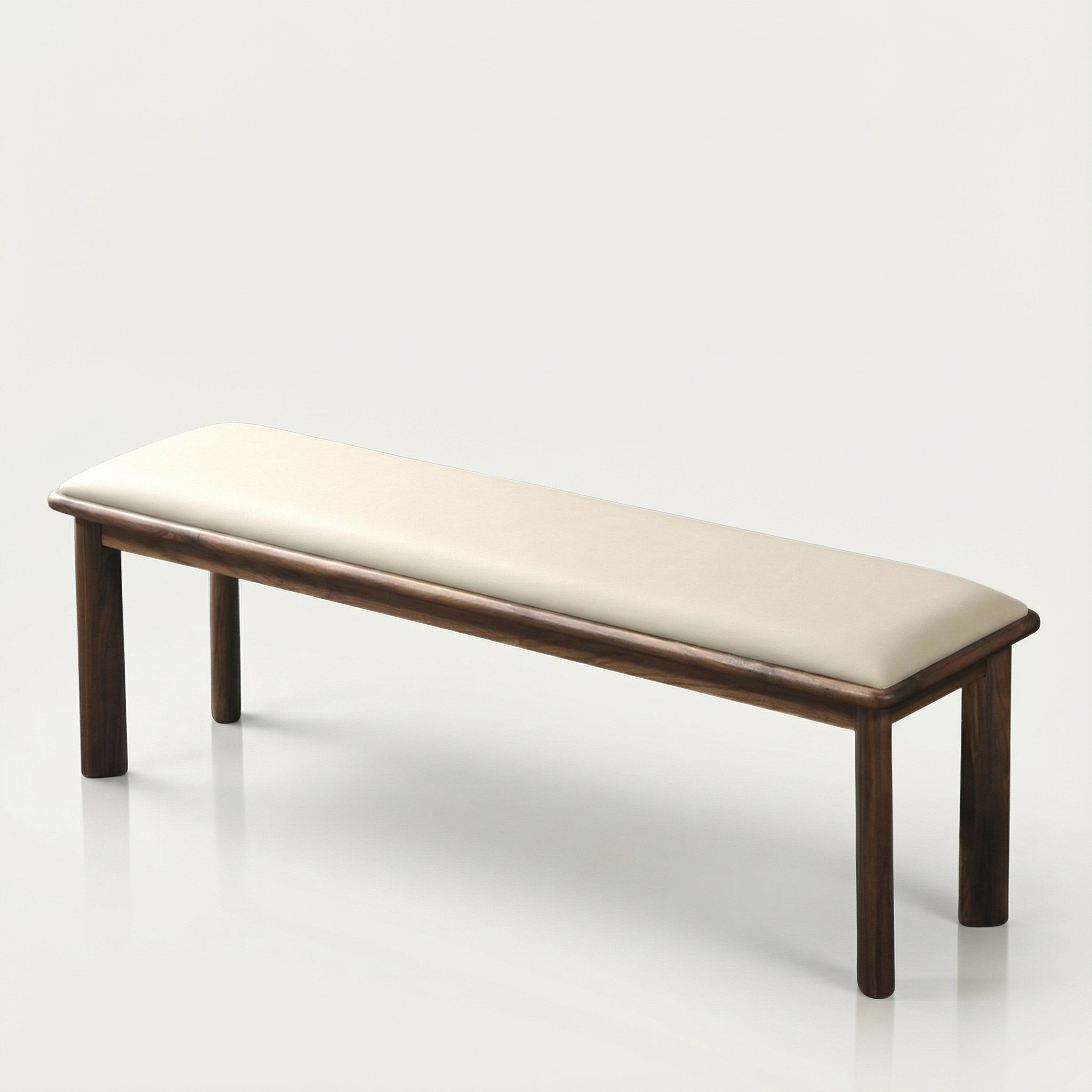 스코나 오니안 호두나무 월넛 원목 실리콘레더 가죽 3인 등받이 벤치 의자 1550