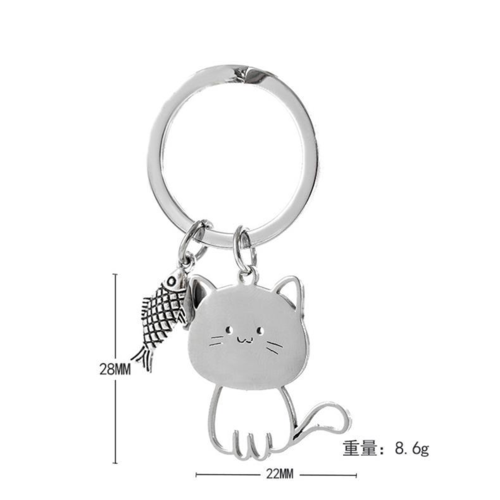 마이캣 고양이 키링 물고기잡는냥 가방 백팩 앞치마 자동차키링 열쇠고리 스테인리스 참 가꾸 - 상세 이미지 3