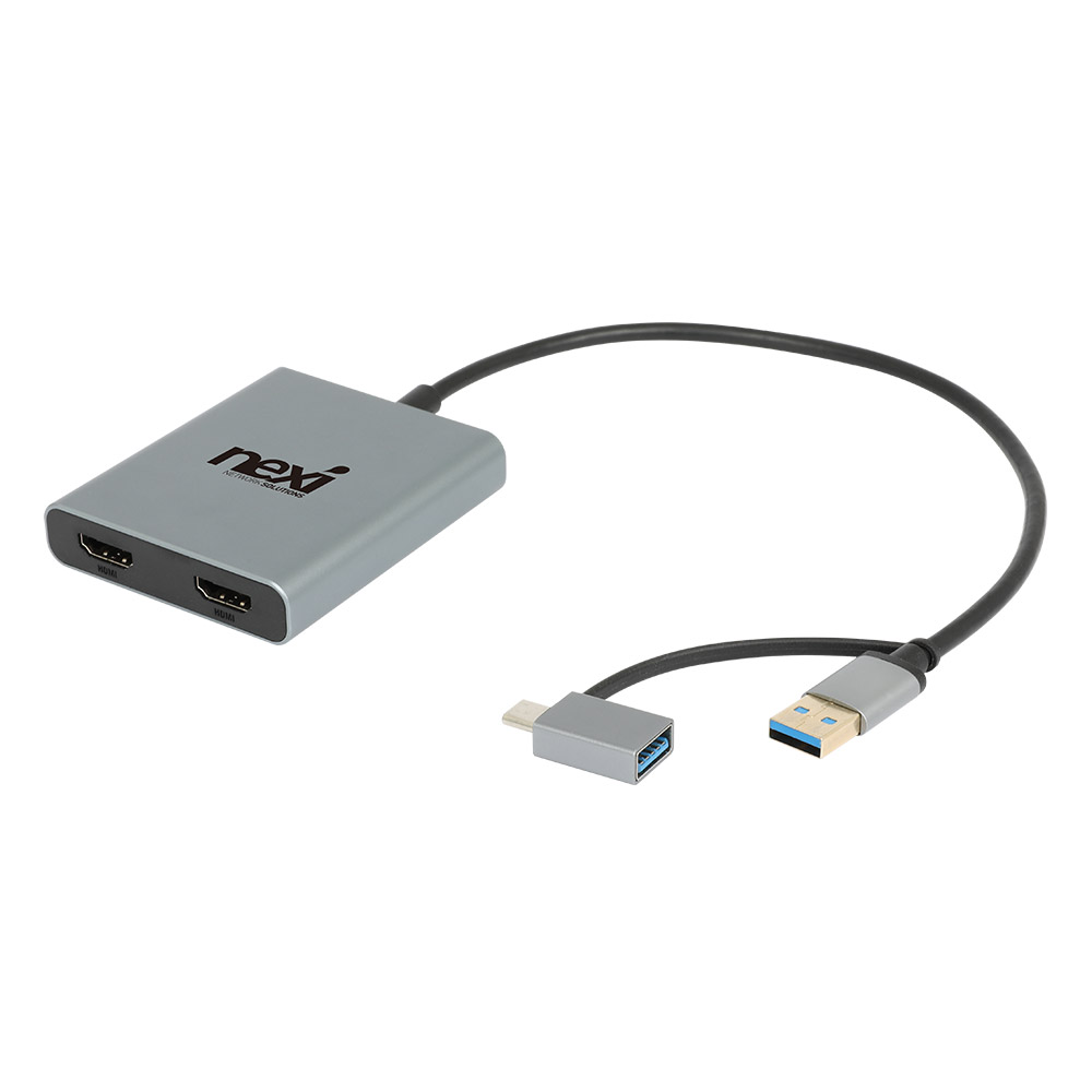 USB C타입 to HDMI 컨버터 2포트 노트북 맥북 젠더 USB3.0 듀얼 모니터 - 상품 이미지