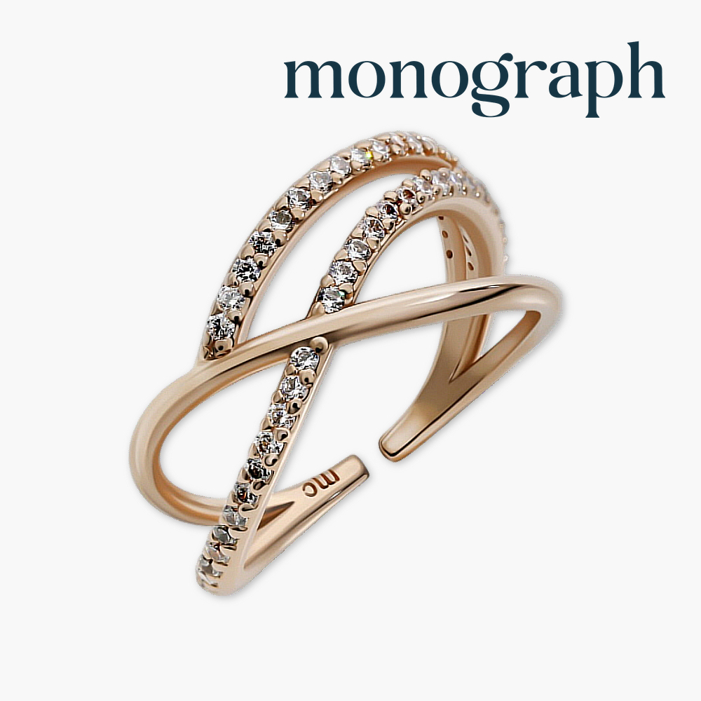 모노그래프 디럭스 오픈링 MGFR0080 14K Gold Plated (화이트 큐빅) - 상세 이미지 3