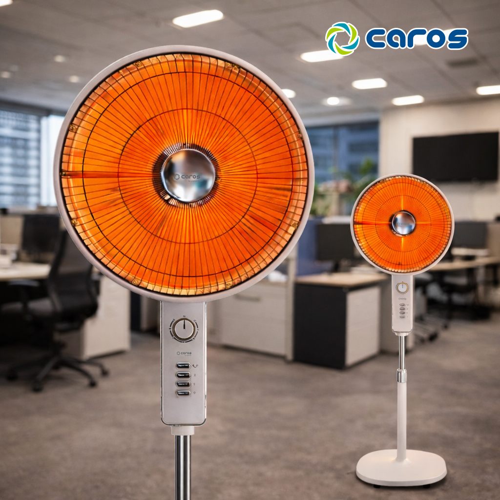 캐로스 선풍기형 히터 업소용 사무실 전기히터 가정용 전기난로 온열기 전기스토브 난방기 전열기구 난방기구 40cm