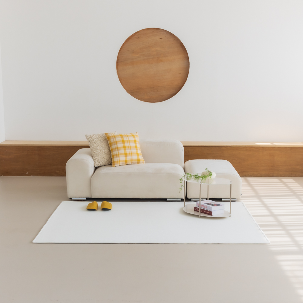 순면 스트라이프 방수 러그 먼지없는 사계절 아이방 거실카페트 화이트, 265x200cm