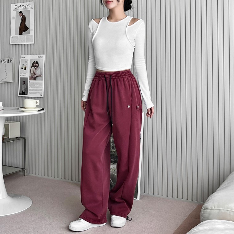 깔끔 데일리 오버핏 스냅 오버와이드 팬츠 - 상품 이미지