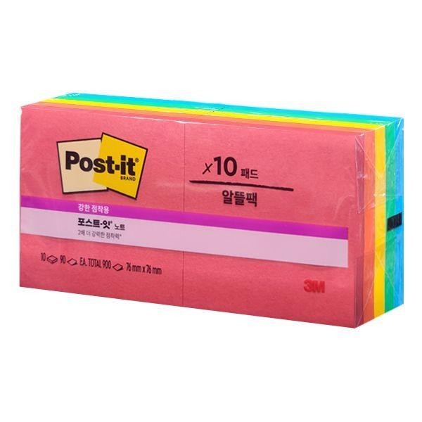 3M 10 강력접착 654 프라이머리즈 플레이풀 포스트잇 점착식메모지 포스트잇알뜰팩 접착식 - 상품 이미지