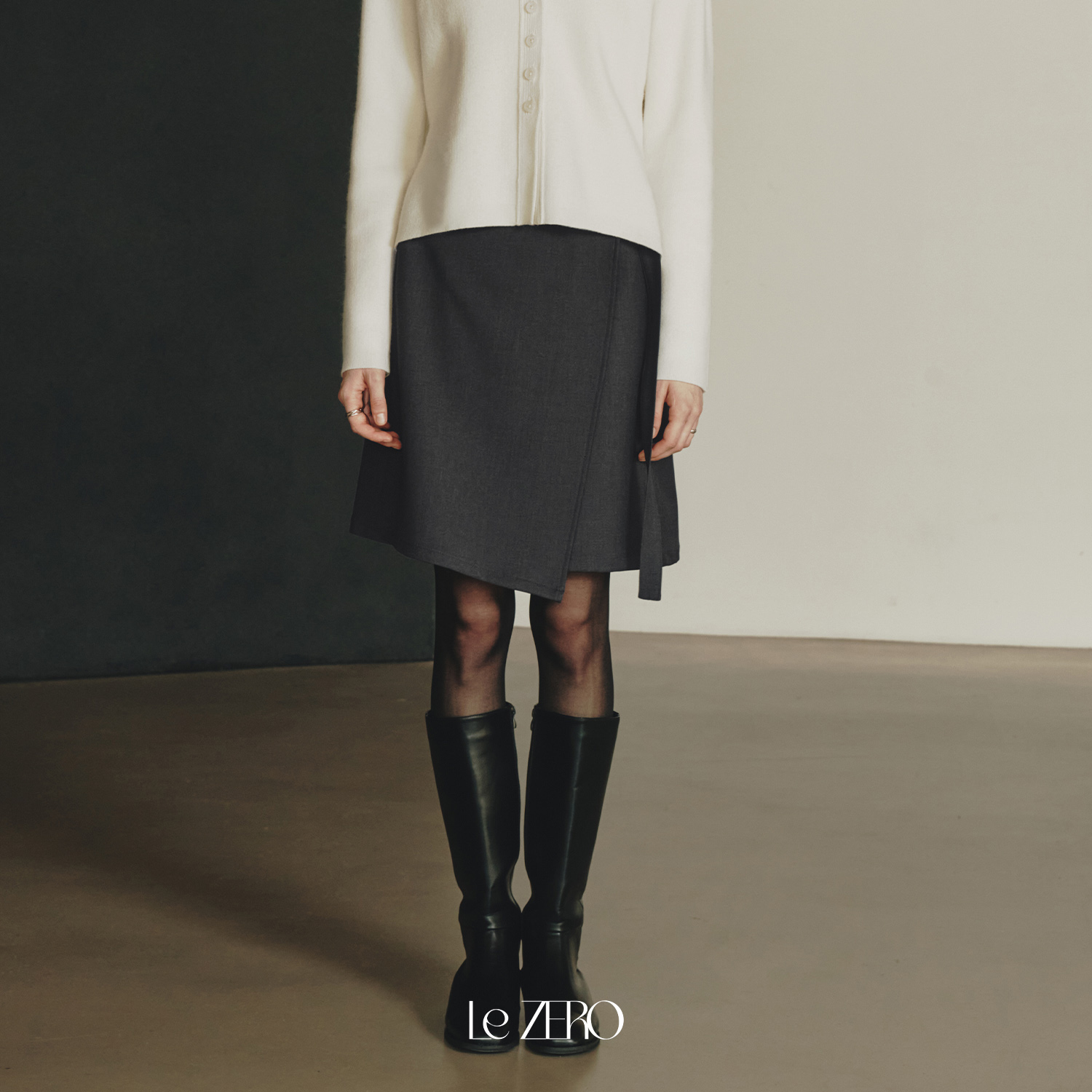 [제로스트릿] 르제로 랩 스커트 LeZERO WRAP SKIRT / CHARCOAL 제품 이미지