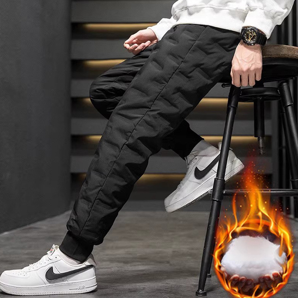 남성 융털 패딩바지 겨울 트레이닝 작업복 기모바지 - 메인 이미지
