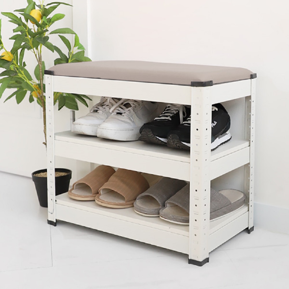 부모님 무릎건강 견고한 철제프레임 벤치 신발수납장