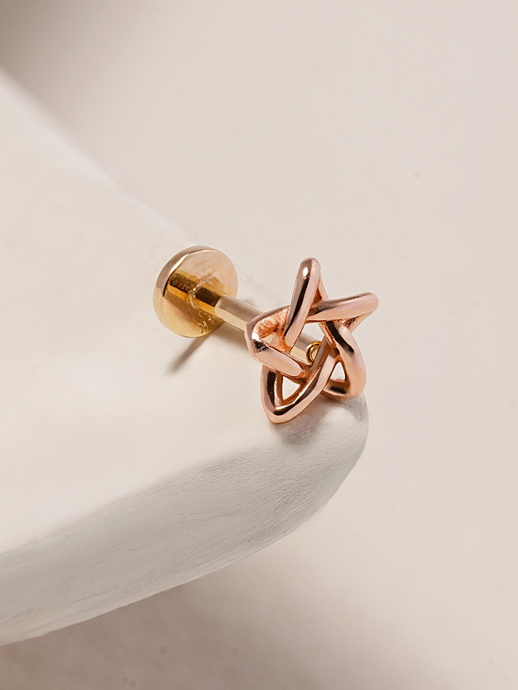 [0.8mm]14K 인터널 별 포인트 라블렛 피어싱 귀걸이 - 상세 이미지 3