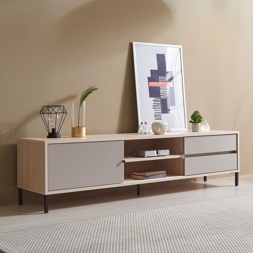 장인가구 하스 슬라이딩 TV 티비다이 AV 1800 거실장 티비장 선반 받침대 장식장