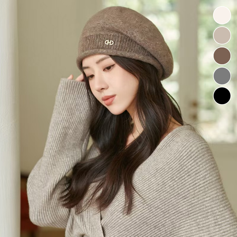 여성 고급스런 니트 베레모 빵모자 가을 겨울 화가 - 상품 이미지