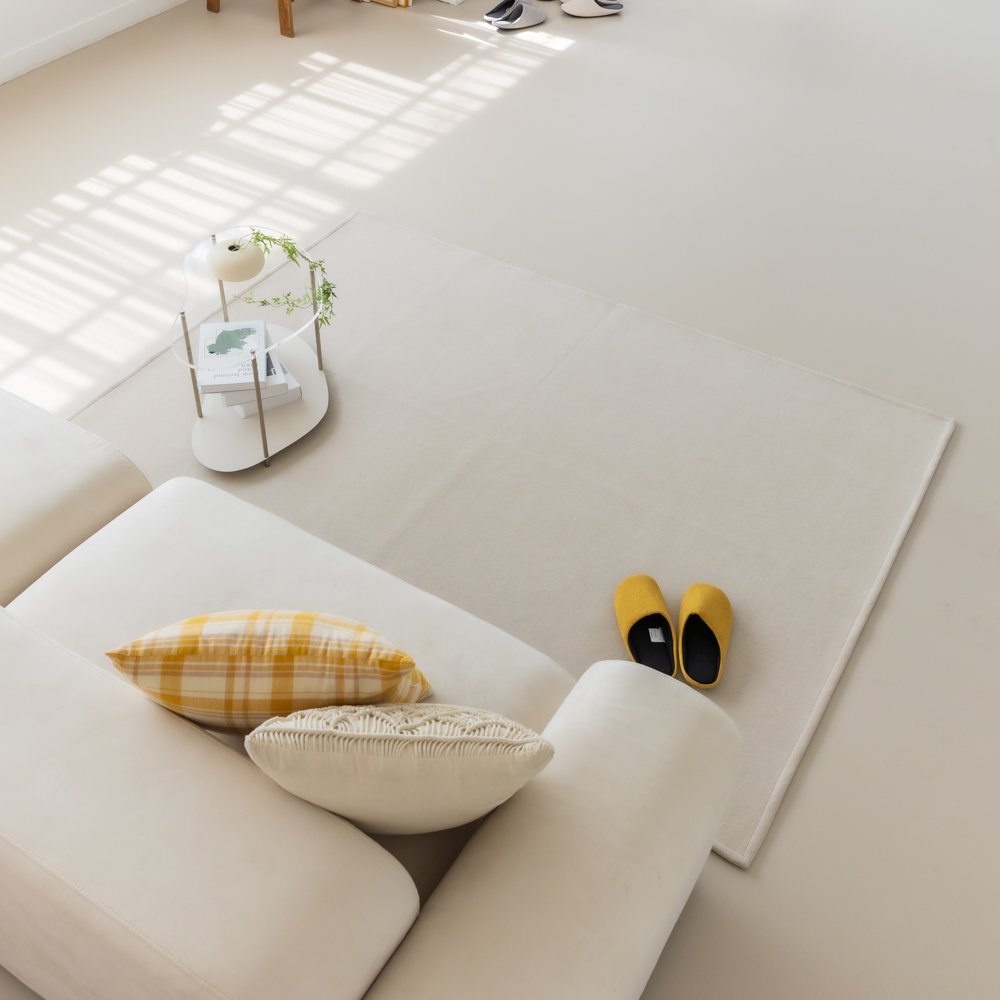 순면 스트라이프 방수 러그 먼지없는 사계절 아이방 거실카페트 베이지, 265x200cm