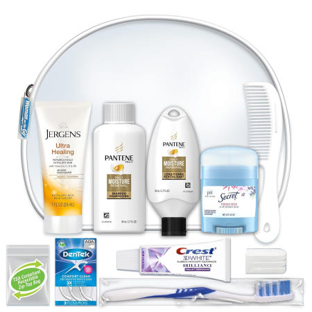 [해외]Convenience Kits International 여성용 디럭스 10종 키트 (여행용 TSA 규격 필수품 포함 팬틴 헤어 제품 및 재사용 가능한 파우치 포함)