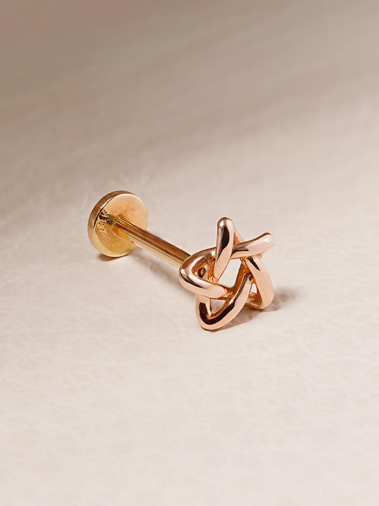 [0.8mm]14K 인터널 별 포인트 라블렛 피어싱 귀걸이 - 상세 이미지 2