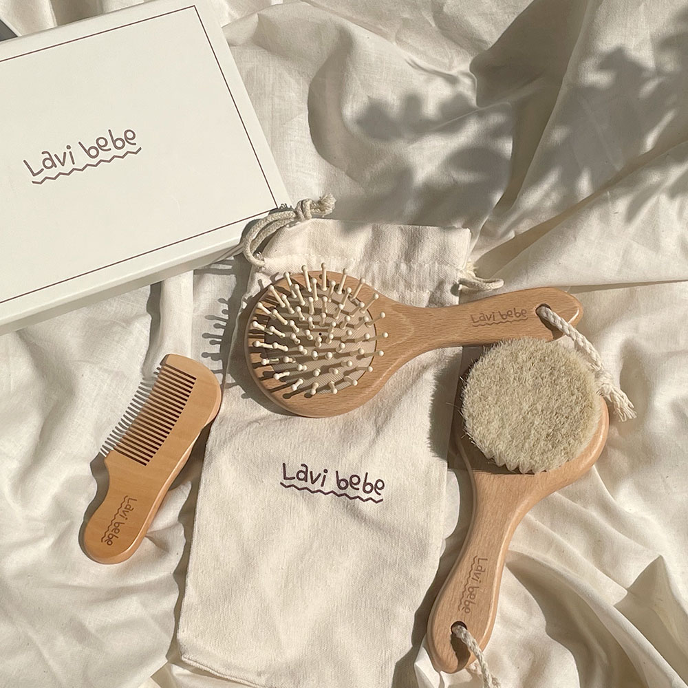 라비베베 아기빗 브러쉬 아기 머리빗 3종세트 출산선물 유아이발 두피관리