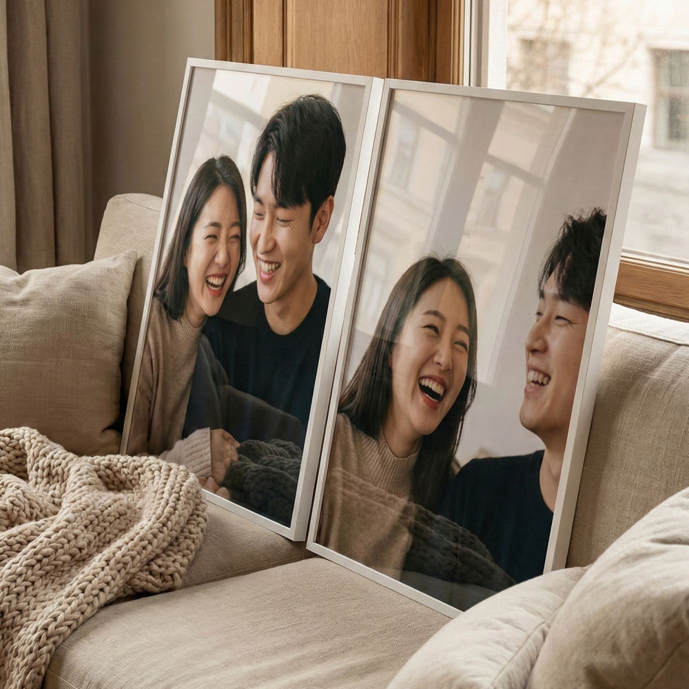모던 갤러리 원목 공액자 웨딩 가족 결혼식 본식 사진 주문 제작 A2 - 상세 이미지 3