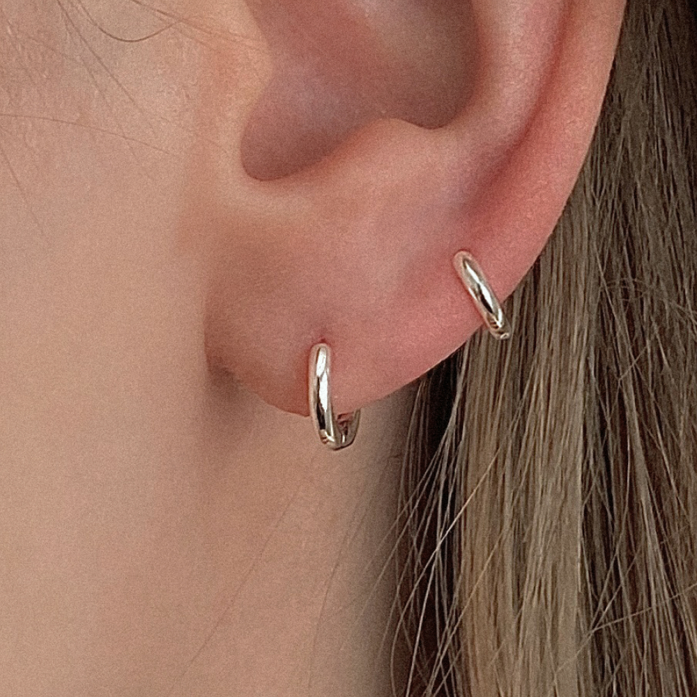 925 실버 베이직 원터치 링 귀걸이